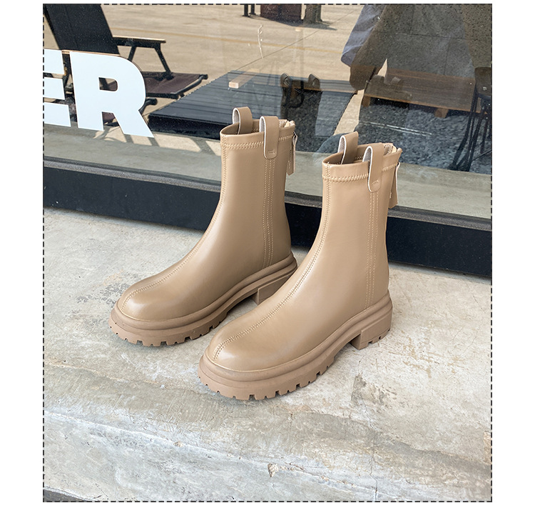 Damen Stiefeletten Aus Echtleder Mit Dicker Plateau Sohle_voghion.com