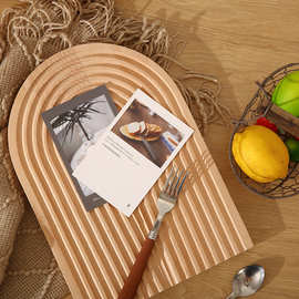 创意水波纹托盘 北欧甜品榉木砧板 木制面包盘 ins风美食拍照道具