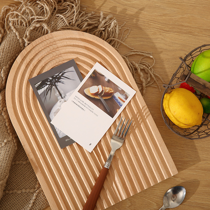 Creative water corrugated tray Nordic dessert Beech chopping board wooden bread plate ins style gourmet photo props