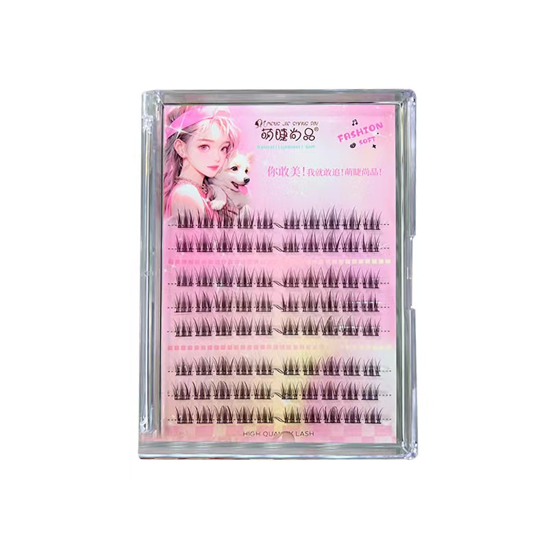 Pestañas lindas moda perezoso suave oreja conejo natural agua hervida blanca maquillaje pestañas postizas dibujos animados Barbie pestañas de un solo racimo