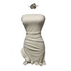 Strapless ruffled three-dimensional flower collar wrapped chest short skirt slim fit and buttocks wrapped dress
