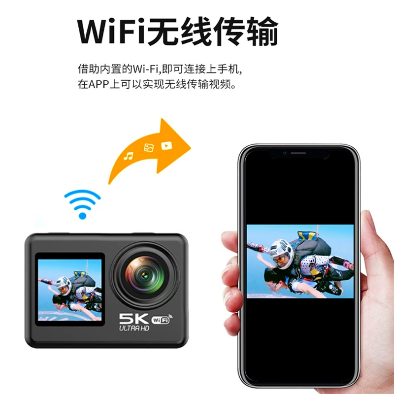 Кросс-граница 5K HD спортивная камера двойной сенсорный экран WiFi взаимосвязанность EIS водонепроницаемая съемка движений DV камера