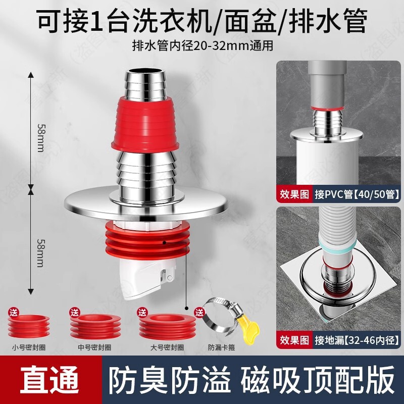 洗衣机水管三头通洗手盆池水道三通排水管分水器分流器一分二|undefined