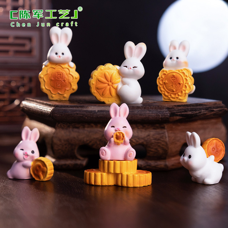 Micro Landscape Mid-Autumn Festival Moon Cake Rabbit Doll DIY Decorations Gift Accessories Car Office Desktop Small Ornaments Micro Landscape Mid-Autumn Festival Moon Cake Rabbit Doll DIY Decorations Gift Accessories Car Office Desktop Small Ornaments