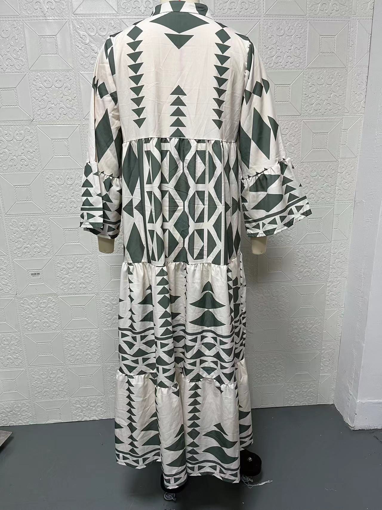 462g Weight Maxi Long Dress Dress Length Type Long Sleeve Sleeve Length Regular Dress Dresses Type Regular Sleeve Sleeve Type Polyester Fabric Type Mid Waist Waist Line Holiday, Daily Occasion V Neck Neckline Regular Fit Fit Type Printing Pattern Summer, Spring Season Women's Gender Printing, Button Design Streetwear Style Wholesale Women's Streetwear Printing Button Printing Holiday Daily V Neck Long Sleeve Regular Dress 2