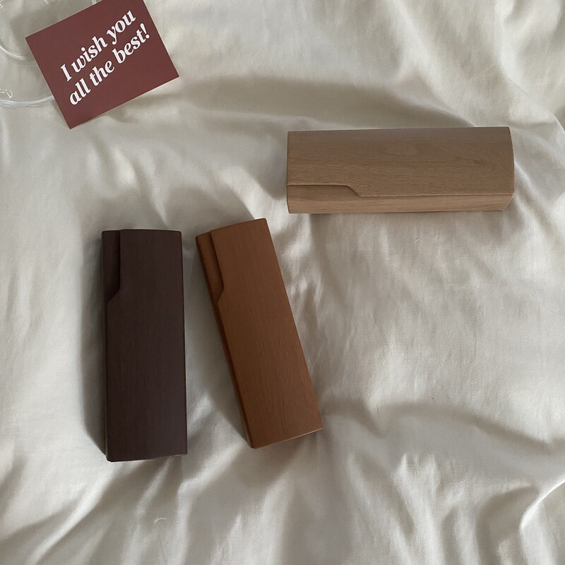 Ins-Style Wooden Retro Glasses Case for Girls, Simple and Portable Korean-Style Sunglasses Storage Box, Ins-Style Sunglasses
