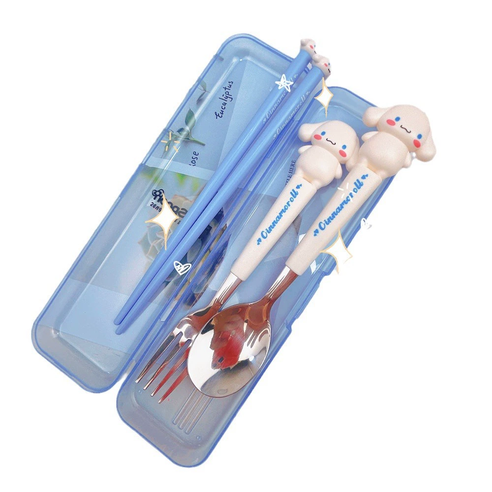 Sanrio, cute tableware, set for elementary school students, chopsticks stainless steel, 3 piece set, increased thickness