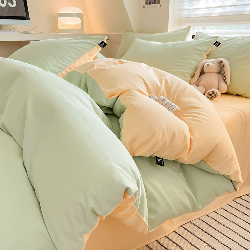 Cama de algodón de clase A para madres y bebés, ropa de cama de cuatro piezas, ropa de cama de color sólido, ropa de cama, dormitorio de estudiantes, tres piezas