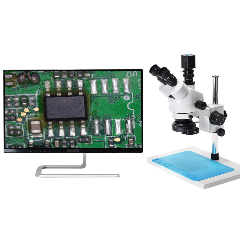 2K三目体式显微镜7-45倍连续变倍手机手表电路板维修解剖练习