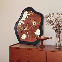 中古风飞燕桌面摆画装饰画客厅电视柜小摆件复古花鸟餐桌艺术摆台