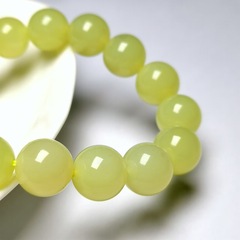 新疆和田玉 黄玉 黄口 鶏油黄 丸玉 男女兼用 ブレスレット シングルリング ブレスレット 12mm コレクション品 天然