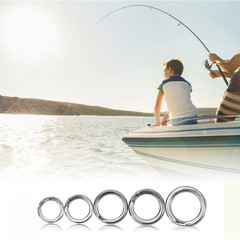 Lure fishing tackle accessories 304 stainless steel flattened double ring swivel connector fishing line protector ring fishing gear