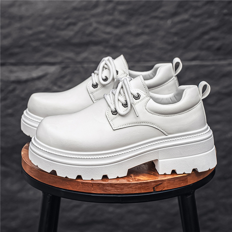 Men's Shoes Spring New Casual Leather Shoes Men's British Business Formal Wear Large-Toe Men's Versatile Height-Increasing Work Shoes Men's Models