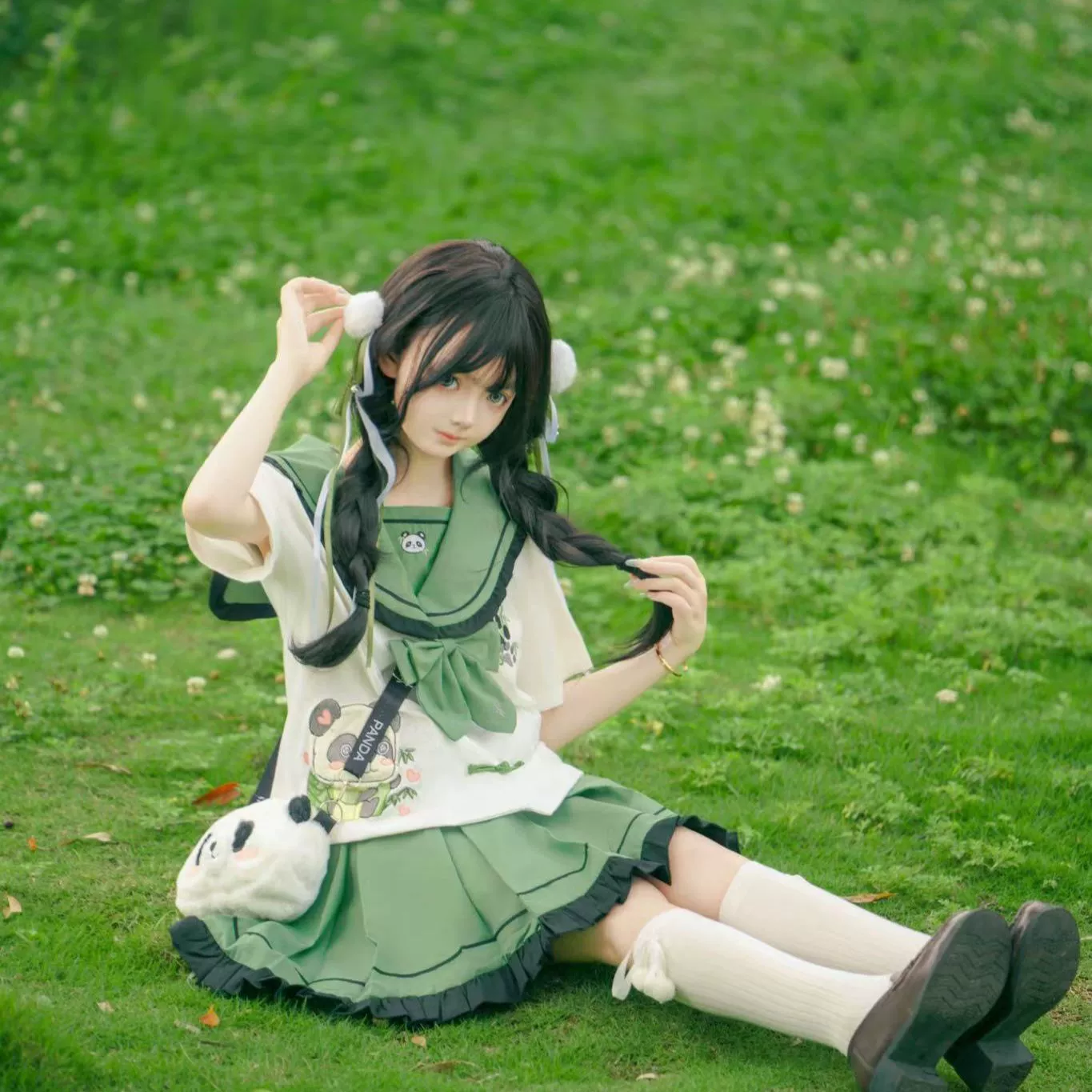 Новый оригинальный аутентичный [Zhi Zhu] милый костюм с короткими рукавами в китайском стиле с тематикой панды