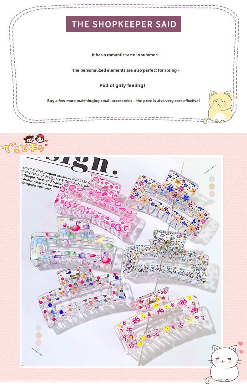 Pinza per capelli floreale estiva molletta trasparente_voghion.com