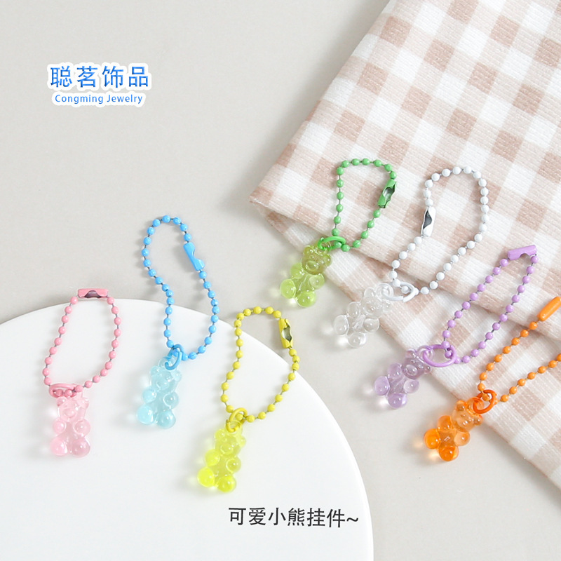 Cute Transparent Bear Keychain Pendant Cartoon Doll Bag Jewelry DIY Accessories Colorfulful Guka Chain Wholesale Cute Transparent Bear Keychain Pendant Cartoon Doll Bag Jewelry DIY Accessories Colorfulful Guka Chain Wholesale