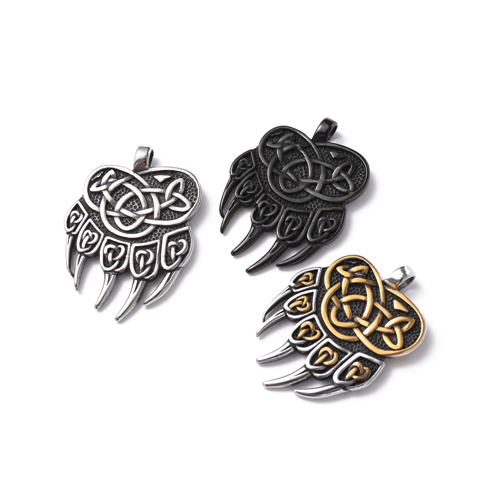 Foreign trade e-commerce men's stainless steel bear claw wolf claw pendant necklace Viking pendant necklace jewelry wholesale