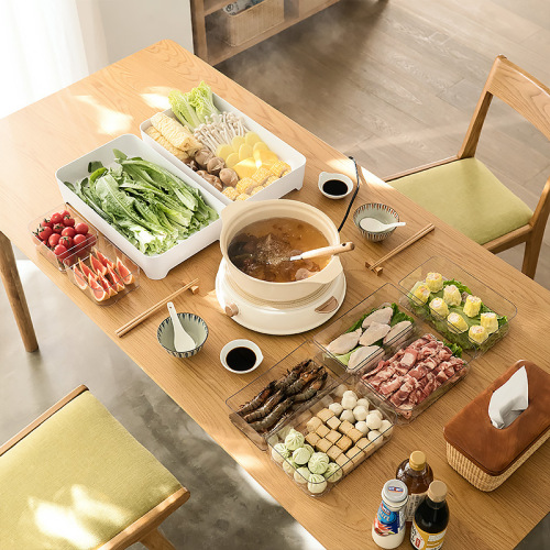 Kitchen partitioned side dish storage stacked dish preparation plate household hot pot multi-functional special dish plate drain tray