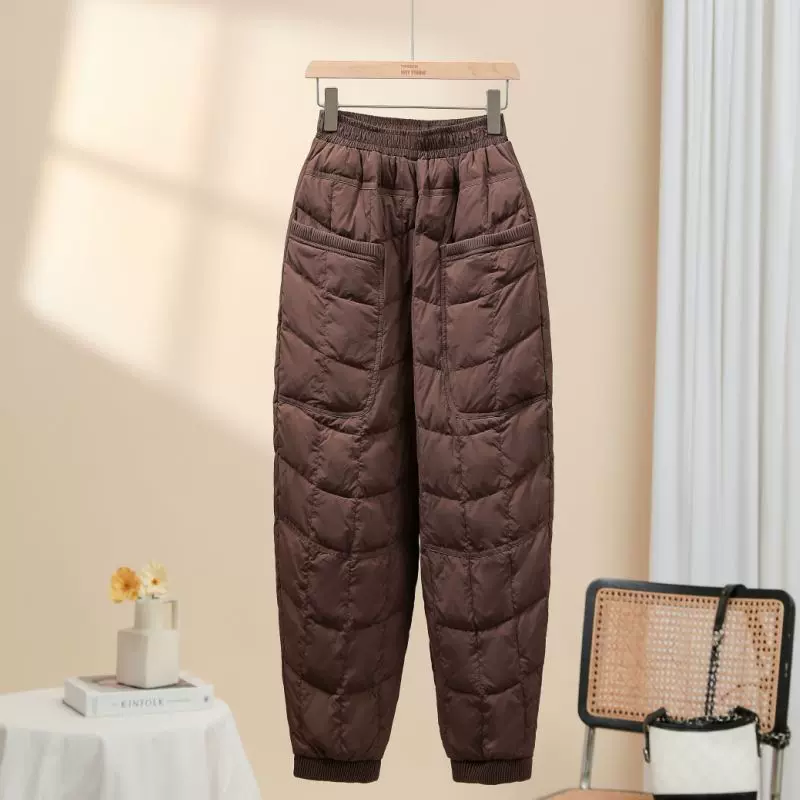 冬季外穿宽松休闲哈伦裤保暖棉裤百搭靴裤轻薄保暖羽绒裤女