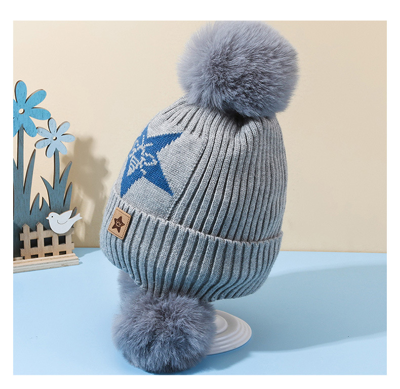 Children Unisex Cute Simple Style Star Bee Pom Poms Jacquard Wool Cap display picture 2