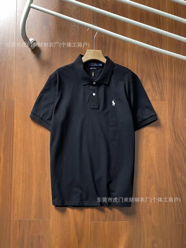 25夏SSラフRLカジュアル万能ポニーロゴ刺繍ポロシャツラウンドネックTシャツ半袖刺繍デザイン|undefined