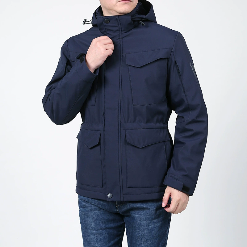 2022 зимнее Новое Штурмовое пальто, мужское повседневное пальто больших размеров, топ с капюшоном и несколькими карманами, мужская куртка на флисовой подкладке с хлопковой подкладкой 2088