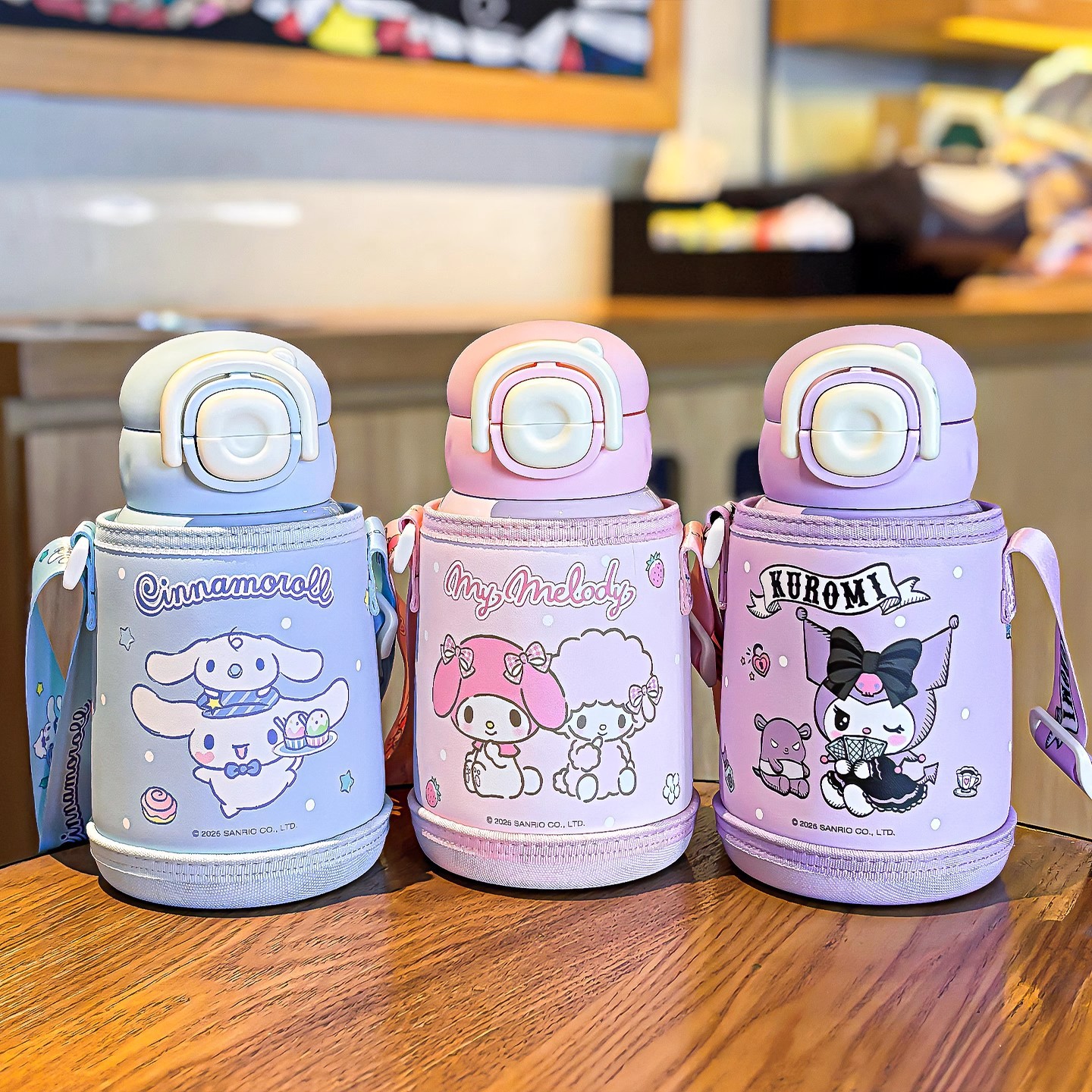Taza termo Sanrio Kulomi para niños y estudiantes de primaria para ir a la escuela taza de paja especial para jardín de infantes de gran capacidad
