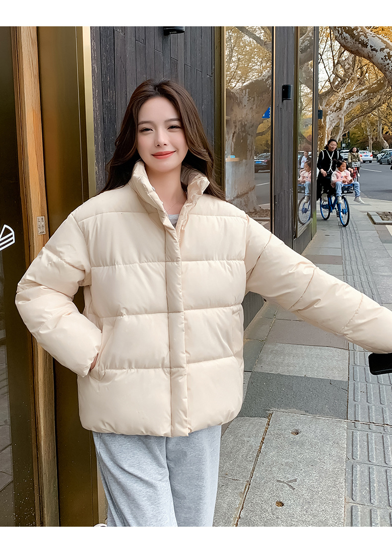Women's Down Coat Winter Cotton Jacket Standing Collar Loose Fit_voghion.com