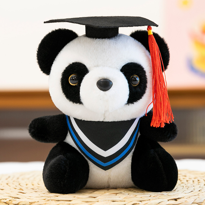 Doctor panda temporada de graduación muñeca de peluche muñeca panda colgante llavero logotipo impreso regalo