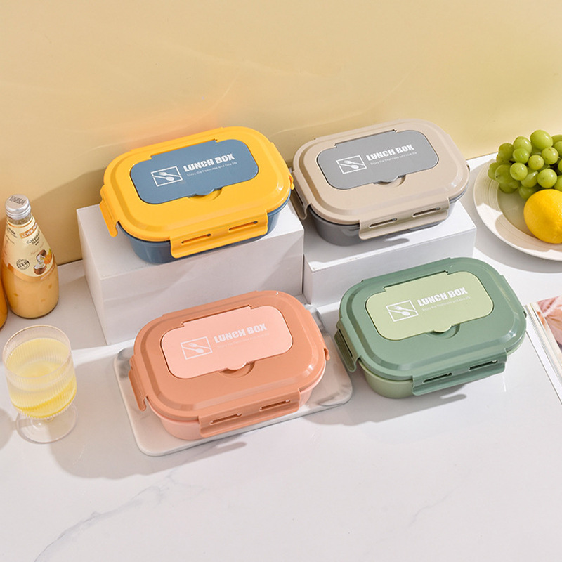 Lonchera de tres compartimentos famosa en Internet, portátil y apta para microondas, ideal para estudiantes y trabajadores de oficina, fresca y elegante.