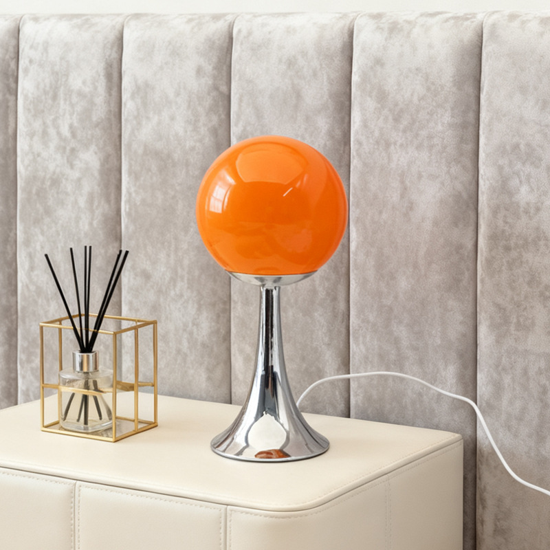 Retro Spherical Table Lamp Bedside Night Lamp Medieval Art Decorative Lamp Bedroom Study Creative Simple Design Ornament Lamp