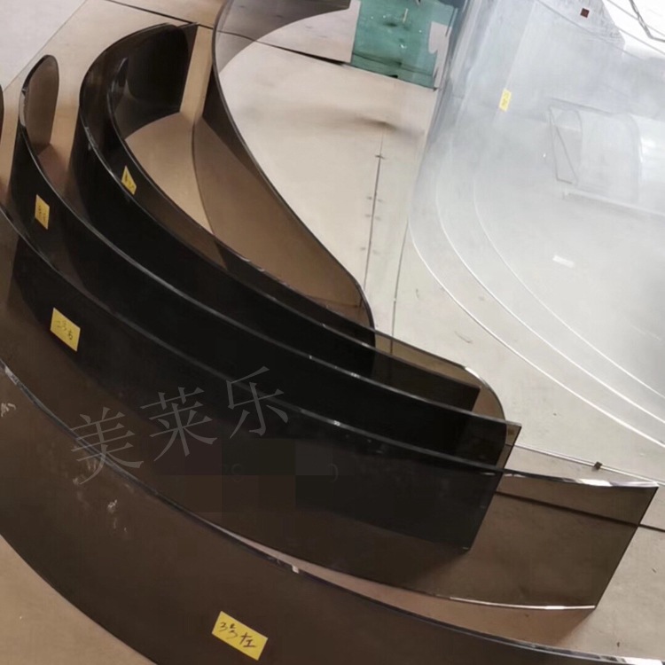 厂家供应异形弯钢钢化玻璃 茶色弧形围档玻璃加工广东