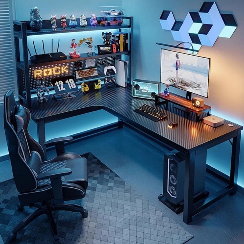 Corner E-sports Table Corner Computer Desk Desktop Household Double Desk Bookshelf Combination Bedroom Table Office Desk
