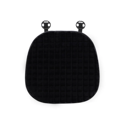 Headrest — warm car headrest women - rabbit-fur-puff-cushion-black-front