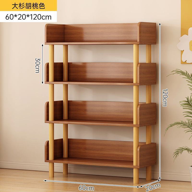 Estante de libros estante de almacenamiento integrado contra la pared estante de almacenamiento de madera maciza estante de lectura multicapa para estudiantes domésticos