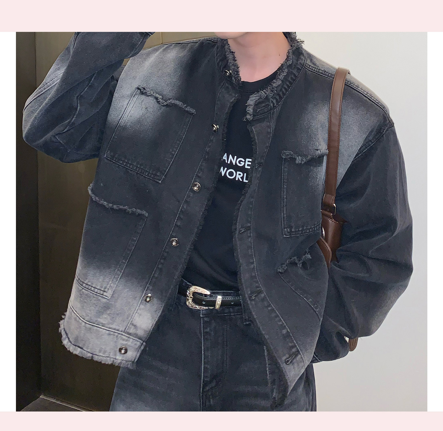 Giacca in jeans da uomo distressed retro lavaggio stile urbano_voghion.com