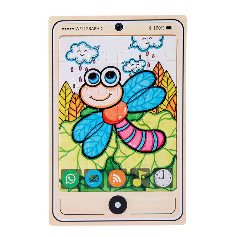 Madera 22 modelos de teléfonos móviles rompecabezas dibujos animados para niños rompecabezas plano de madera educación temprana para bebés juguetes intelectuales útiles
