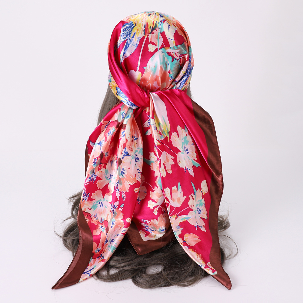 Printing Design Fashion Style Women's Fashion Flower Satin Printing Silk Scarves