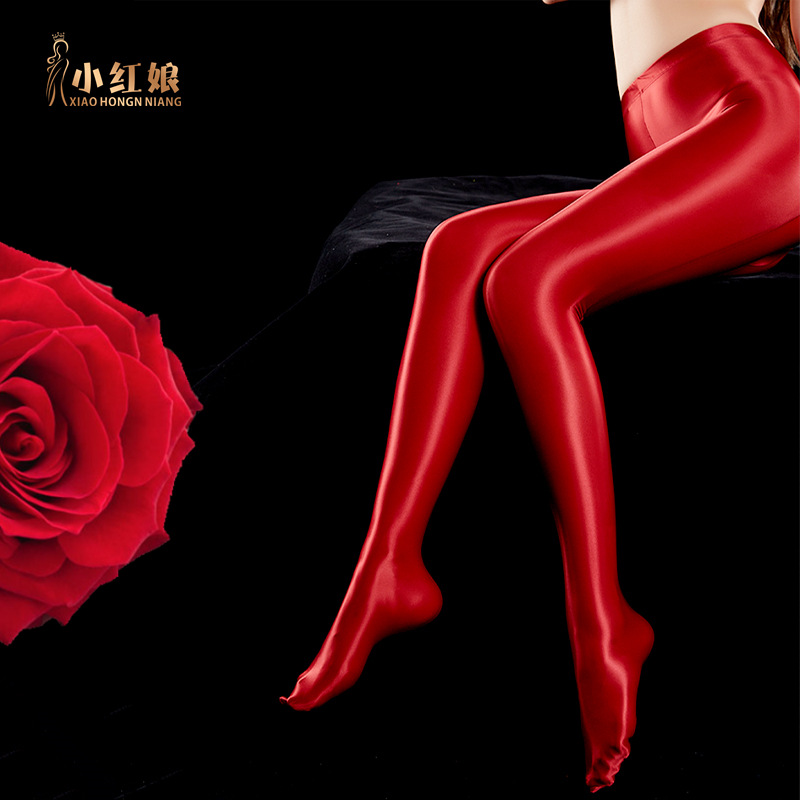 Autumn and Winter Bright Glossy Leggings Open-length Bodybuilding Colorful Dancing Tight Body-length Bare-legged Bed Silk Stockings for Women