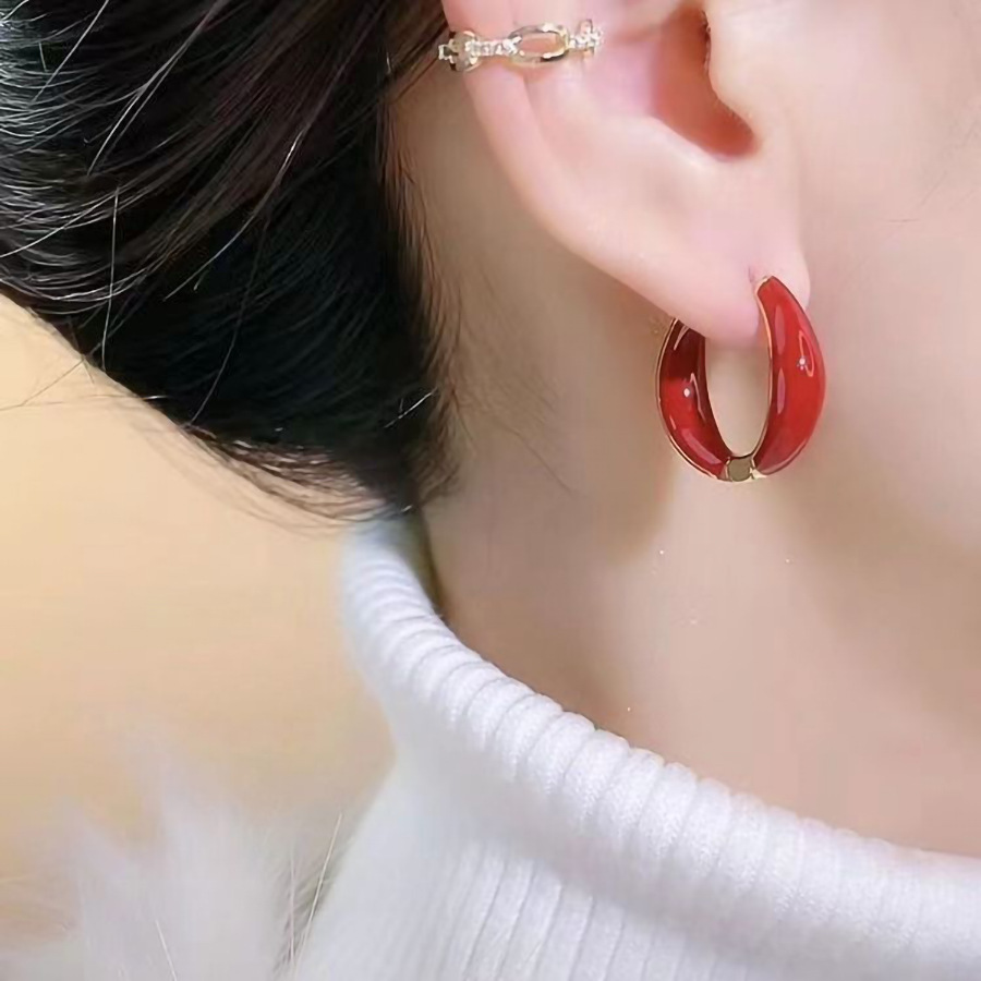 Pendientes Rojos de Moda, Estilo Retro Francés, con un Toque de Lujo, para el Año de Nacimiento, Versátiles y Ligeros, Gran Venta Transfronteriza