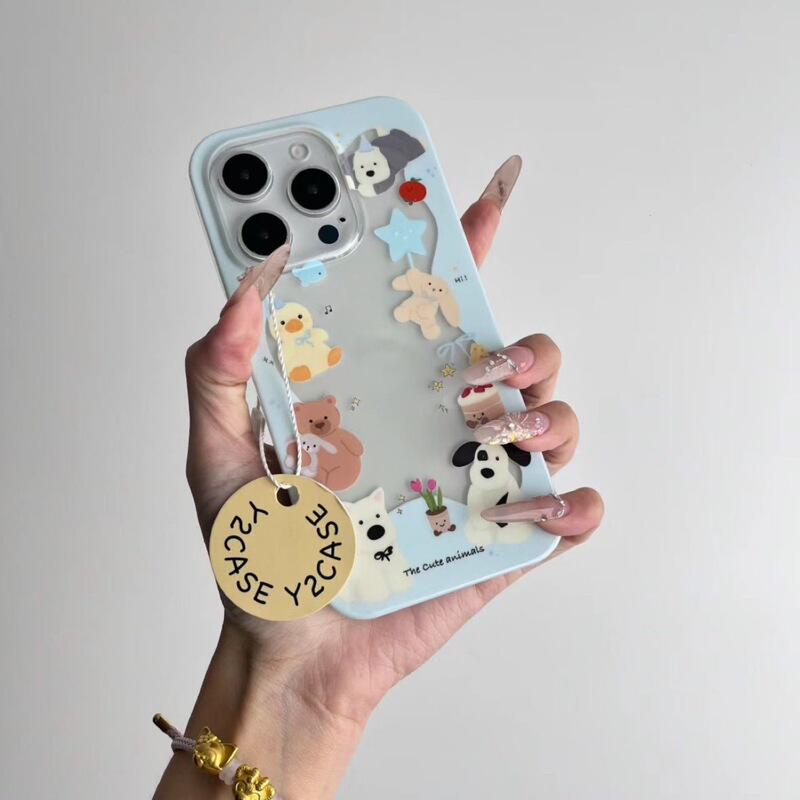 Pull the star bear apple 15/14/13promax phone case 12pro/11 soft xr/xs transparent 7/8plus