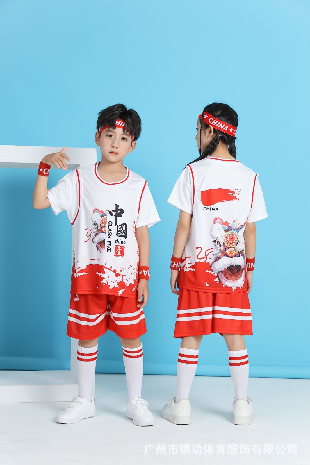 중국 흰색과 붉은 사자