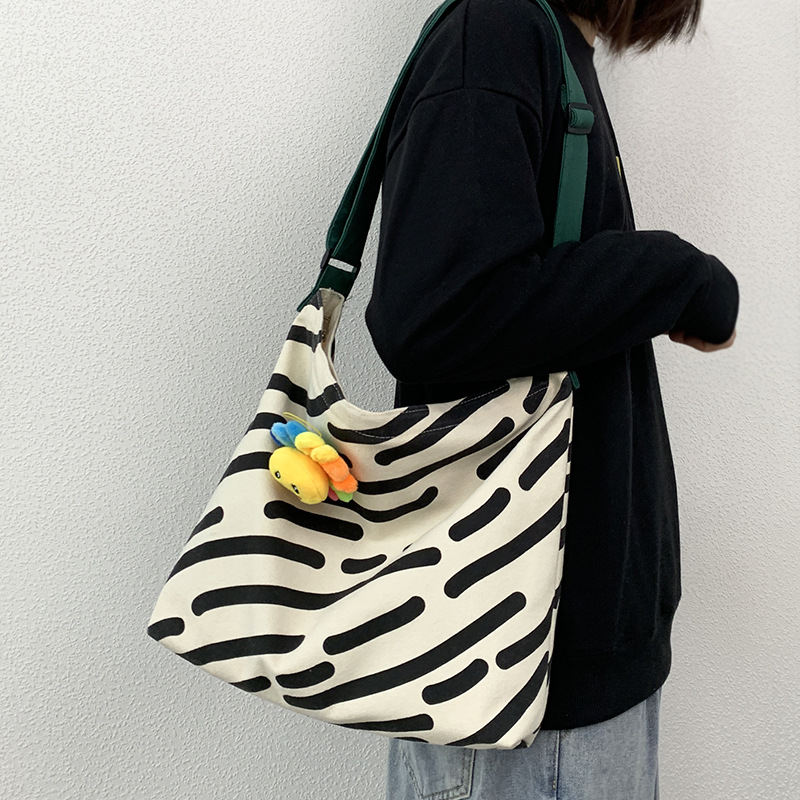 Bolso bandolera de lona para mujer hombro portátil de gran capacidad clase de estudiante ins estilo coreano cremallera 2022 nuevo bolso de lona