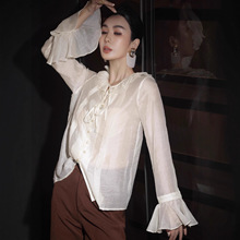 2025年秋季新款女装欧美风衬衫经典翻领宽松版型豹纹元素时尚气场