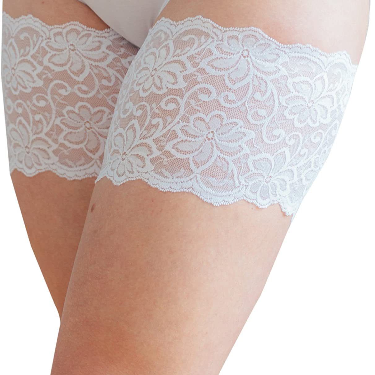 EU & US Anti-Slip Silicone Sock Covers | Elastic Lace Trim Thigh-Hugging Anti-Chafing Sleeves | Sexy Frilly Leg Bands for Anti-Chafing Stockings
