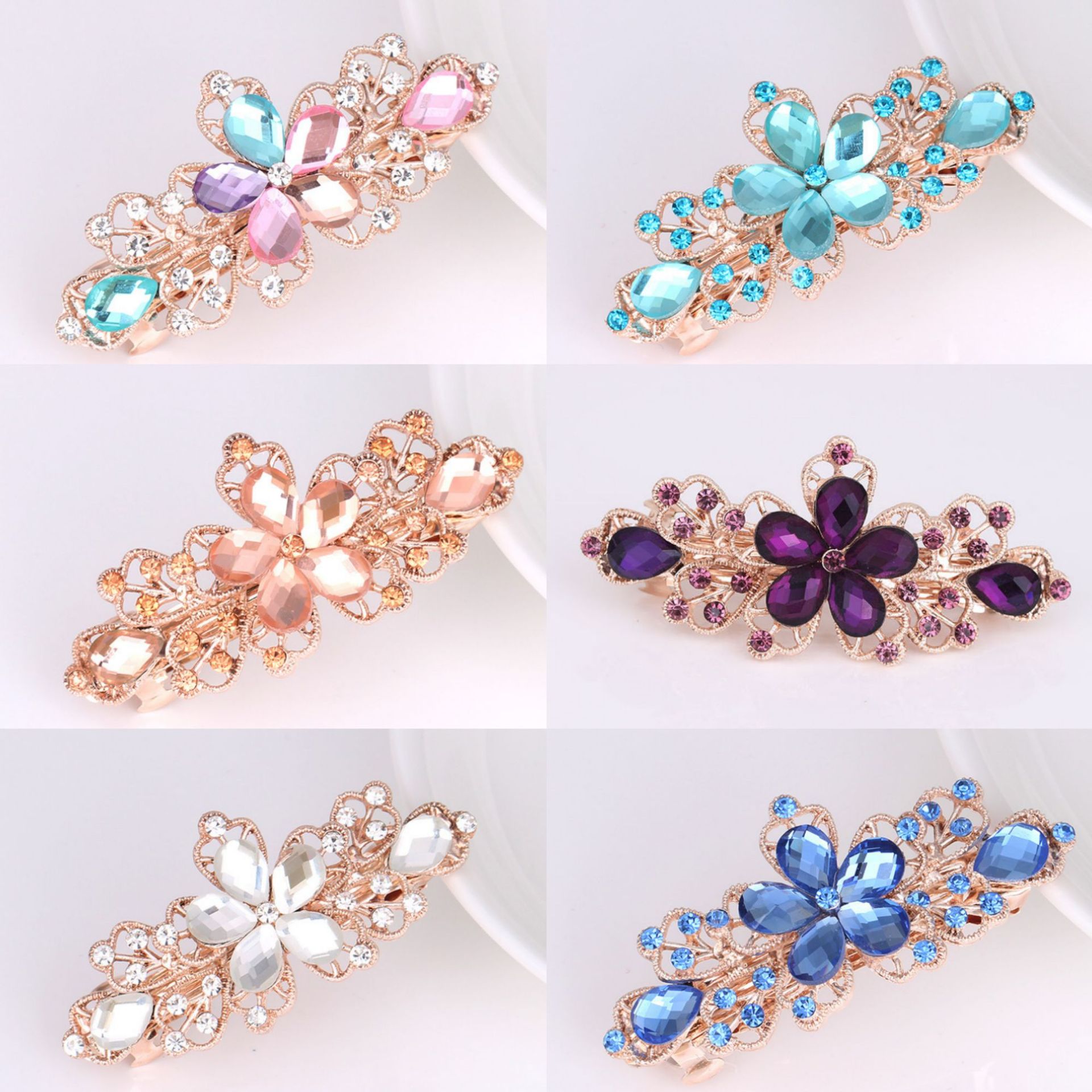 Fabricante directo pequeño tamaño flor horquilla simple moda Cola de Caballo clip de espalda Cabeza horquilla clip lateral