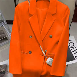 玫红色西装外套女2024春秋季新款韩系高级感气质流行西服11个颜色