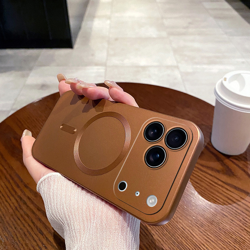 适用iPhone17PROMAX手机壳磨砂纯色金属漆磁吸苹果16/15防摔软壳X|undefined
