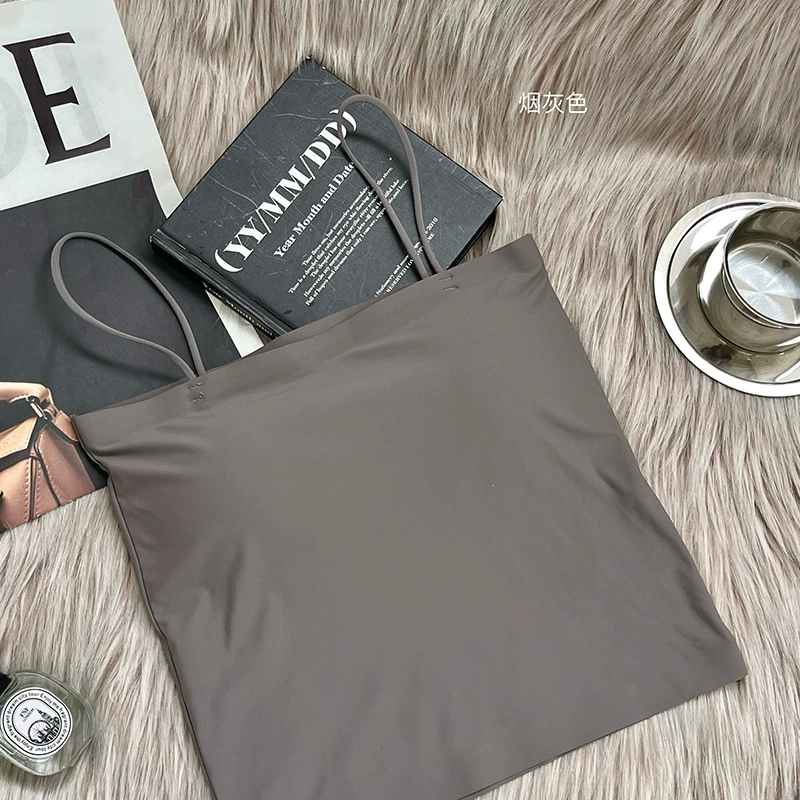 Бюстгальтер бесшовный из шелка-льда Camisole топ с встроенными чашками, регулируемые лямки, размеры S–XXXL