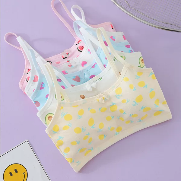 Cross-Border Teenage Girls' Cotton Bras for Middle School Students, Puberty Underwear, Breathable Camisole for Older Girls